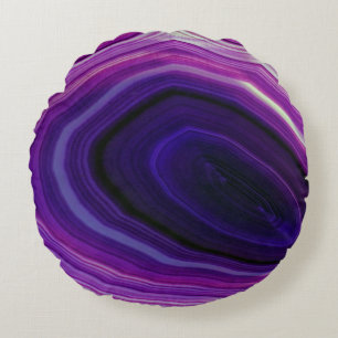 Wirbelnder violetter Geode Rundes Kissen