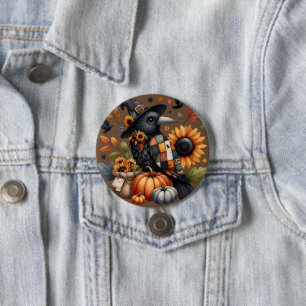 Wirbelsäule mit Pumpkins und Sonnenblumen Button