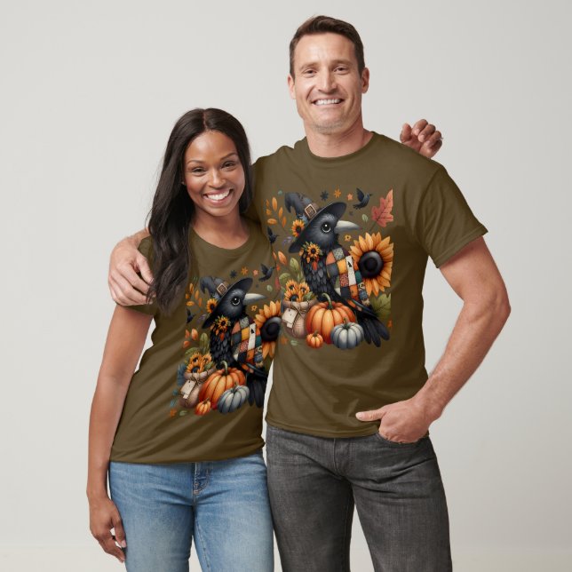 Wirbelsäule mit Pumpkins und Sonnenblumen T-Shirt (Unisex)
