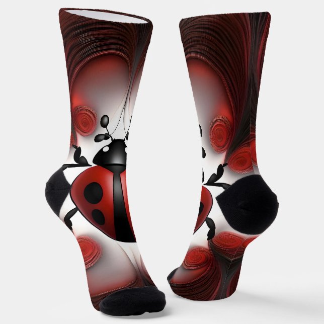 Wirble Abstrakte Ladybug Fraktal Art, Socken (Gewinkelt)