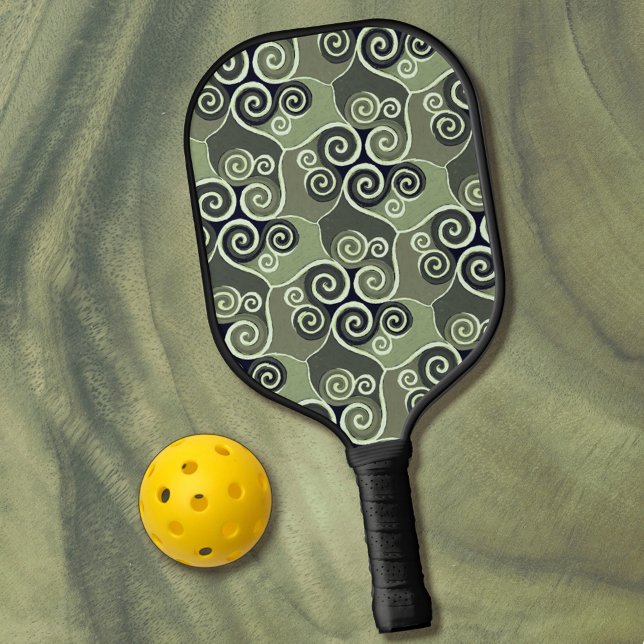 Wirble Abstrakte Musterdesign-Seite Grün Künstleri Pickleball Schläger (Von Creator hochgeladen)