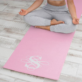 Wirble Anfangsmonogramm Rosa und Weiß Yogamatte