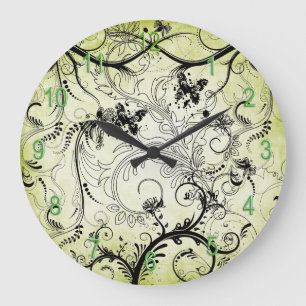 Wirble Blatt-Rebe-runde Wand-Uhr Große Wanduhr