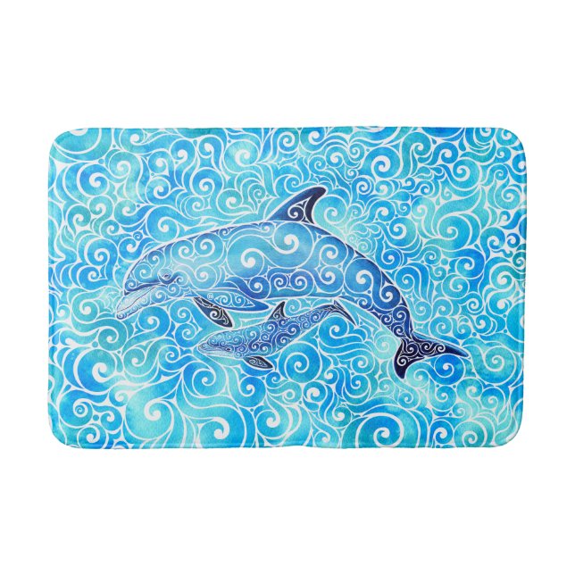 Wirble Dolphin-Familie Badematte (Vorderseite)