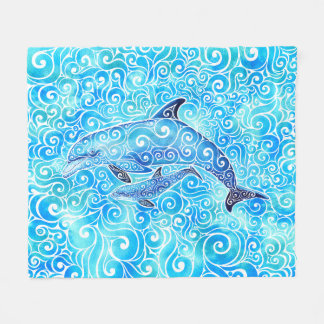 Wirble Dolphin-Familie Fleecedecke