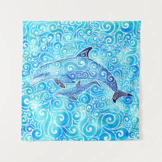 Wirble Dolphin-Familie Wandteppich