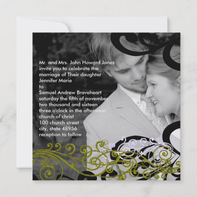 Wirble Einladung zu Hochzeiten in Ihrem Foto (Vorderseite)