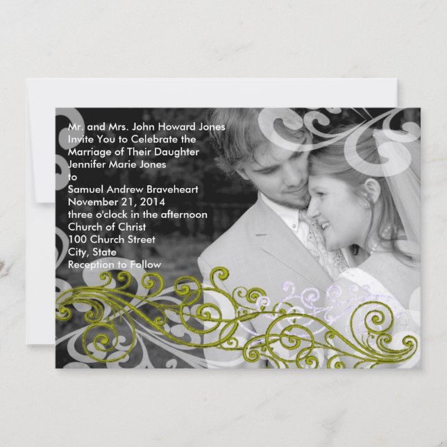 Wirble Einladung zu Hochzeiten in Ihrem Foto (Vorderseite)