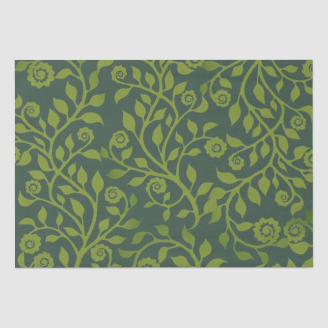 Wirble Foliage Elegant Boho Chic Grüne Natur Seidenpapier (Vorderseite)