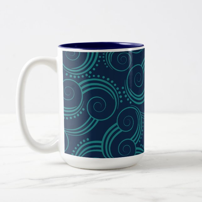 Wirble Meereswellen Zweifarbige Tasse (Links)