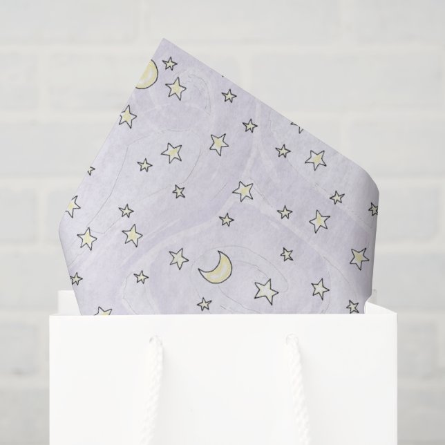 Wirble Pastell-Lila Sterne & Monde Seidenpapier (Geschenk Tasche)