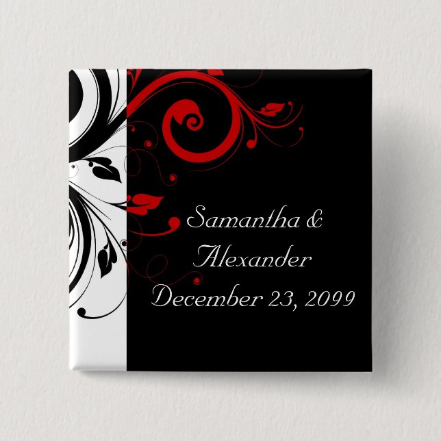 Wirble Reben in Schwarz und Rot Button (Vorderseite)