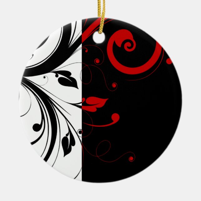 Wirble Reben in Schwarz und Rot Keramikornament (Vorne)