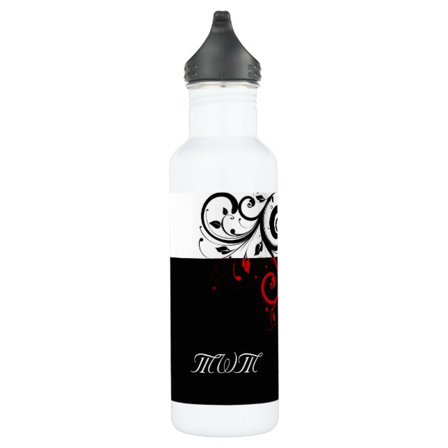 Wirble Reben in Schwarz und Rot Trinkflasche (Rechts)