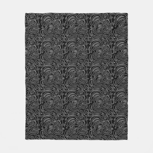 Wirble schwarze Linien Fleecedecke (Vorderseite)
