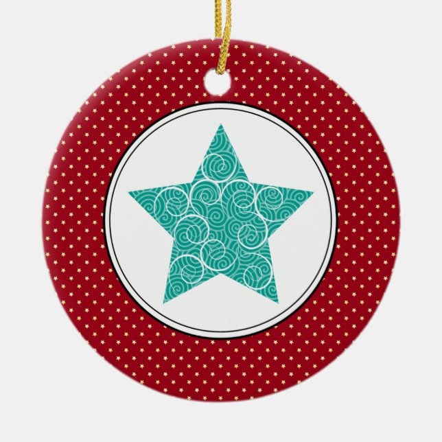 Wirble Stern-Keramik-Weihnachtsverzierungen Keramikornament (Vorne)