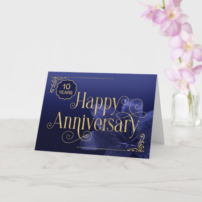 Wirble Textkarte für Mitarbeiter, 10 Jahre alt Karte (Orchidee)