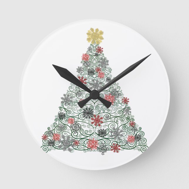 Wirbler Baum verziert Runde Wanduhr (Vorderseite)