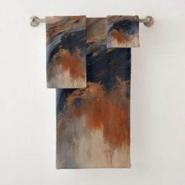 Wirbler blauer orangefarbener Marmor Badhandtuch Set