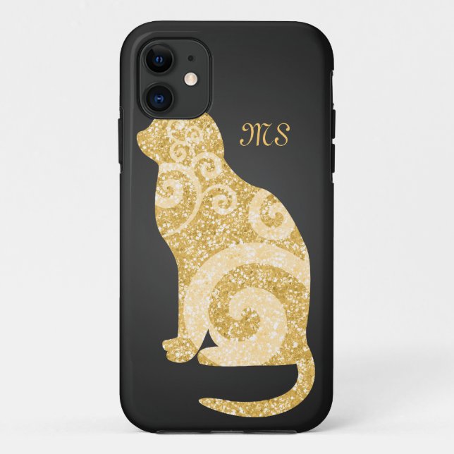 Wirbler Katzen-GoldGlitzer Case-Mate iPhone Hülle (Rückseite)