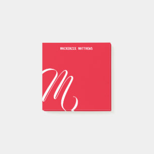 Wirbler Monogramm farbiger roter Individuelle Name Post-it Klebezettel