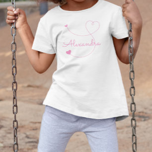 Wirbler Rosa Herz-Individuelle Name Kleinkind T-shirt