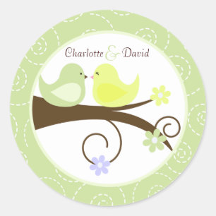 Wirbler Vogel (grün) Hochzeitsticker Runder Aufkleber