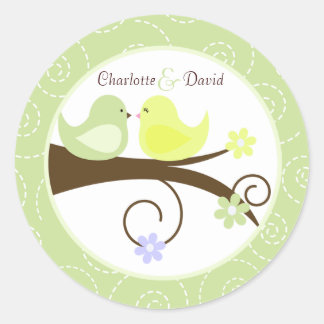 Wirbler Vogel (grün) Hochzeitsticker Runder Aufkleber
