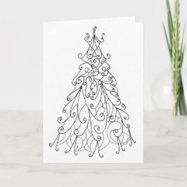 Wirbler Weihnachtsbaum Zeichnend Feiertagskarte