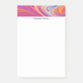 Wirbles Design in schlankem Rosa und orange Post-it Klebezettel