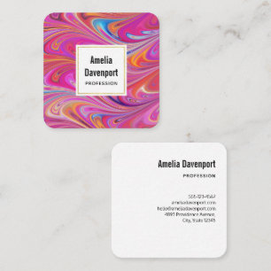 Wirbles Design in schlankem Rosa und orange Quadratische Visitenkarte
