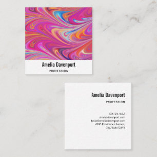 Wirbles Design in schlankem Rosa und orange Quadratische Visitenkarte