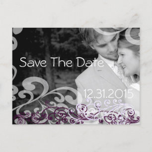 Wirbles Foto Save the Date Eggplant und Berry Ankündigungspostkarte
