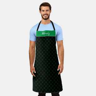 Wirbles Green Kleeblatt Polka-Muster auf Schwarz Schürze