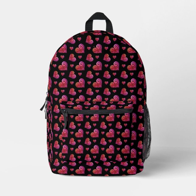 Wirbles Herz Bedruckter Rucksack (Vorderseite)