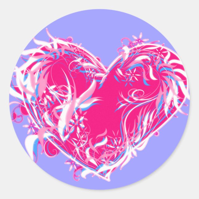 Wirbles Herz in Pinks und Purples Runder Aufkleber (Vorderseite)