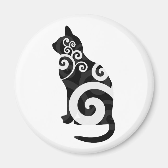 Wirbles Katzenschwarz Magnet (Vorne)