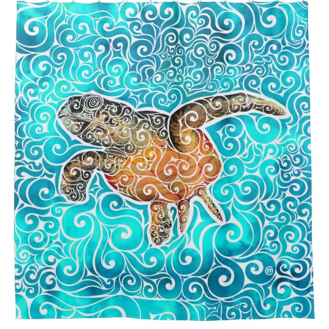 Wirbles Meer Duschvorhang (Vorderseite)