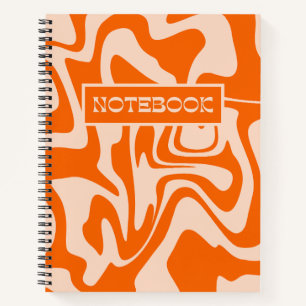 Wirbles psychedelisches Orange Retro Muster Notizbuch