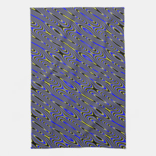 Wirbles schwarz-blau-gelbes Muster Küchentuch