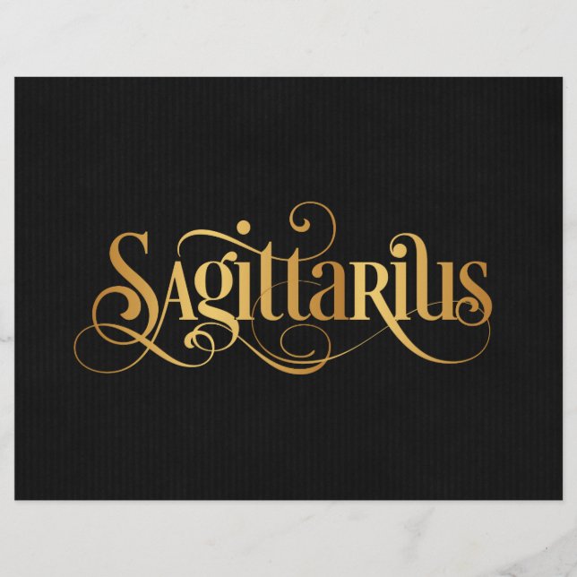 Wirbles Script Zodiac Sign Sagittarier Gold Black Flyer (Vorne)