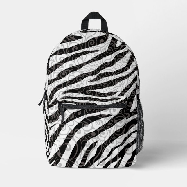 Wirbles Zebra-Design Bedruckter Rucksack (Vorderseite)