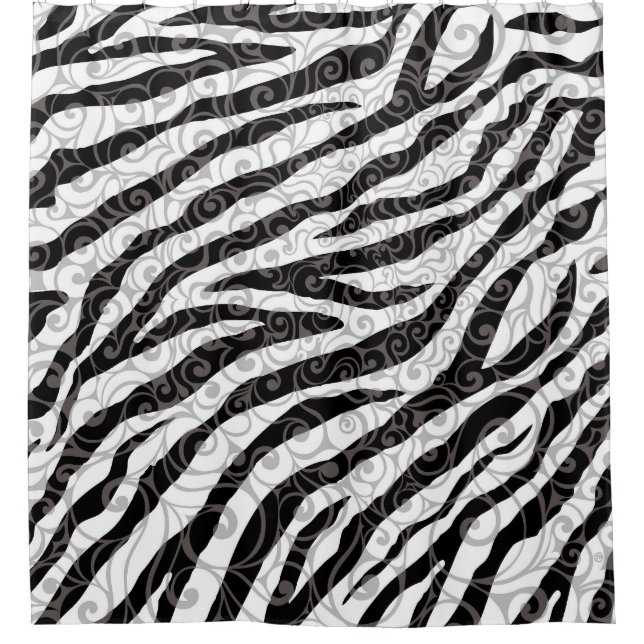 Wirbles Zebra-Design Duschvorhang (Vorderseite)