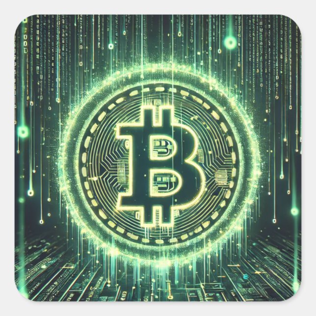 Wird Bitcoin zur echten Matrix? Quadratischer Aufkleber (Vorderseite)