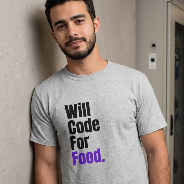 Wird Code Für Essen Programmer Full Stack Entwickl T-Shirt (Von Creator hochgeladen)