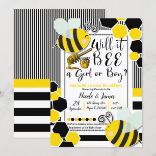 Wird es BEE Baby Shower Geschlechterenthüllung Wei Einladung