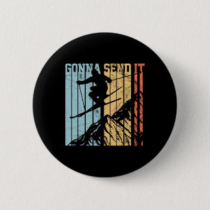 Wird es senden Winter Sport Skifahren Geschenk Button