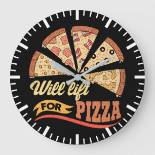 Wird für Pizza aufheben - Funny Novelout Workout Große Wanduhr