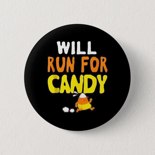 Wird für Süßigkeiten laufen Funny Halloween Runner Button (Vorderseite)
