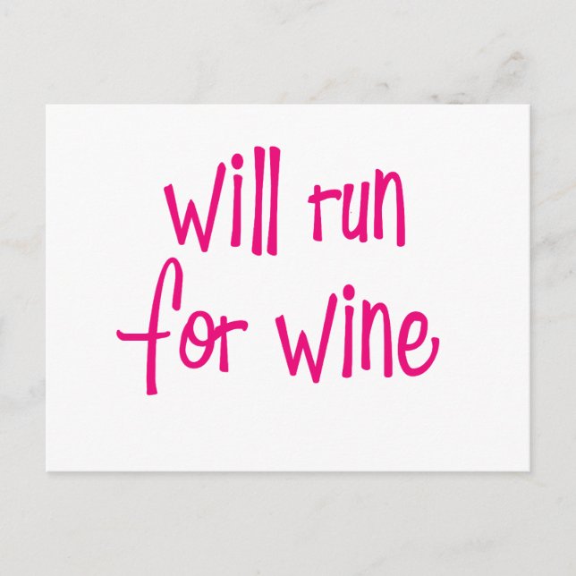 Wird für Wein laufen Postkarte (Vorderseite)